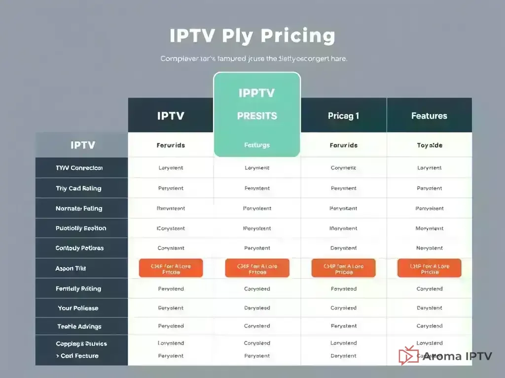 Comparison chart of Aroma IPTV pricing plans