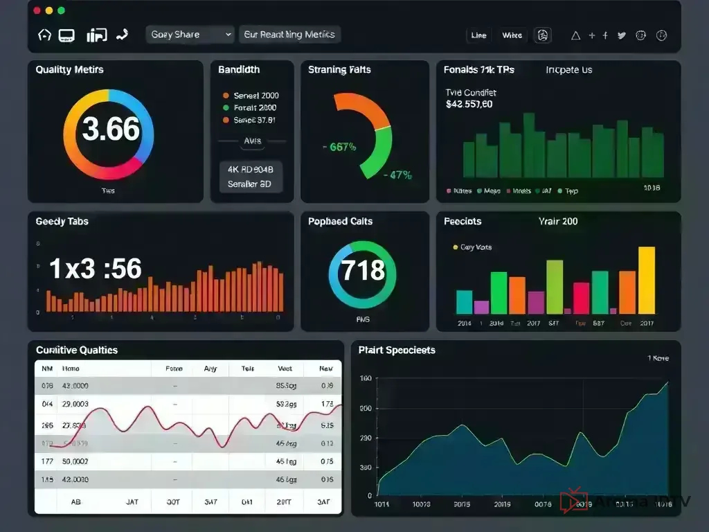 Dashboard showing streaming quality metrics and performance