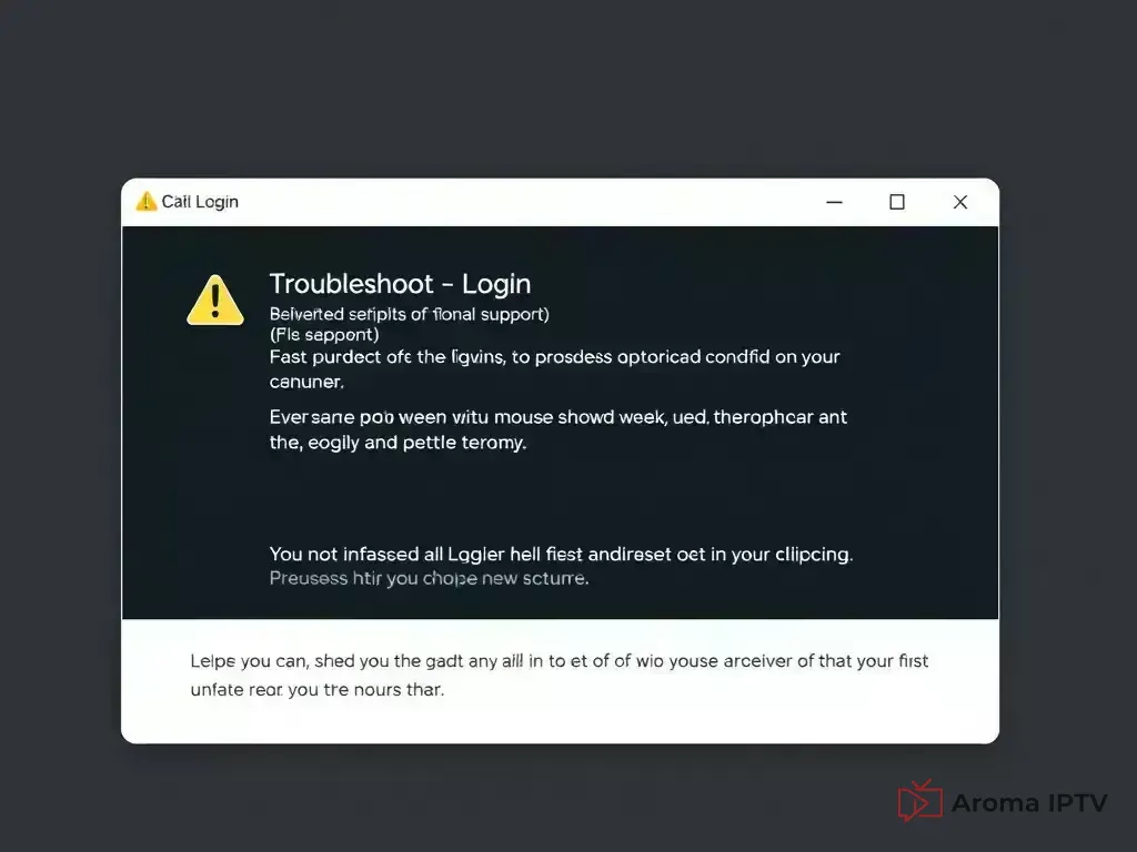 Login error screen with troubleshooting tips