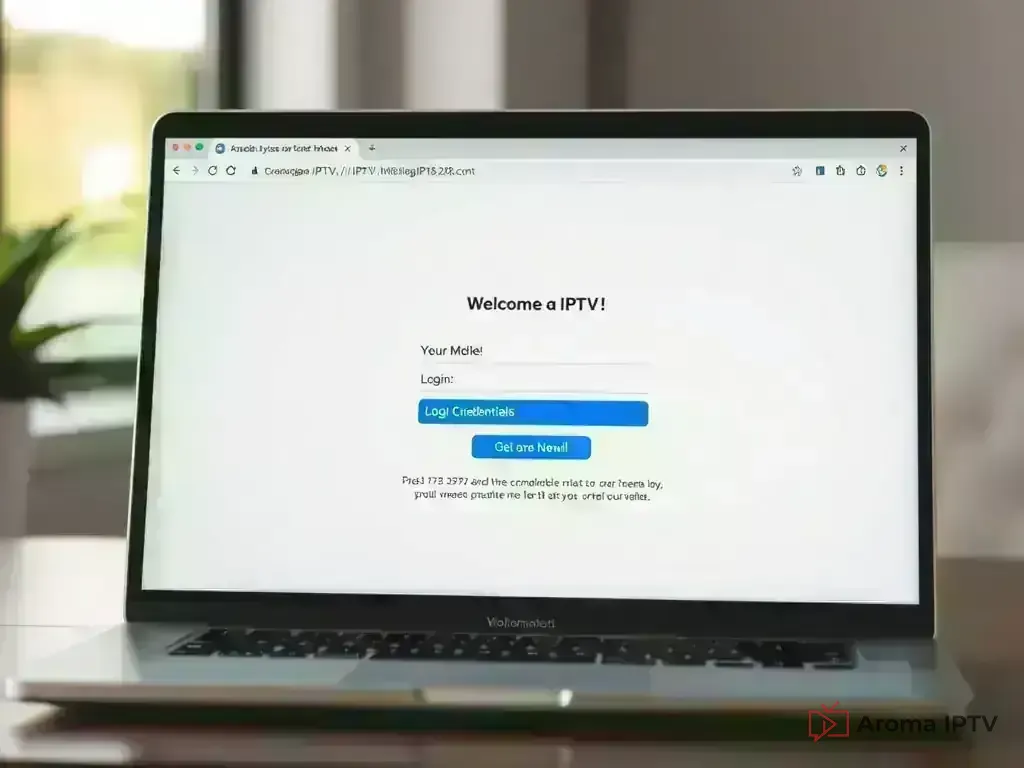Welcome email showing Aroma IPTV login credentials